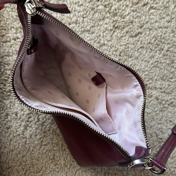 Kate Spade Burgundy Leather Crossbody Bag Maroon Soft Leather Fall Purse - Picture 9 of 16